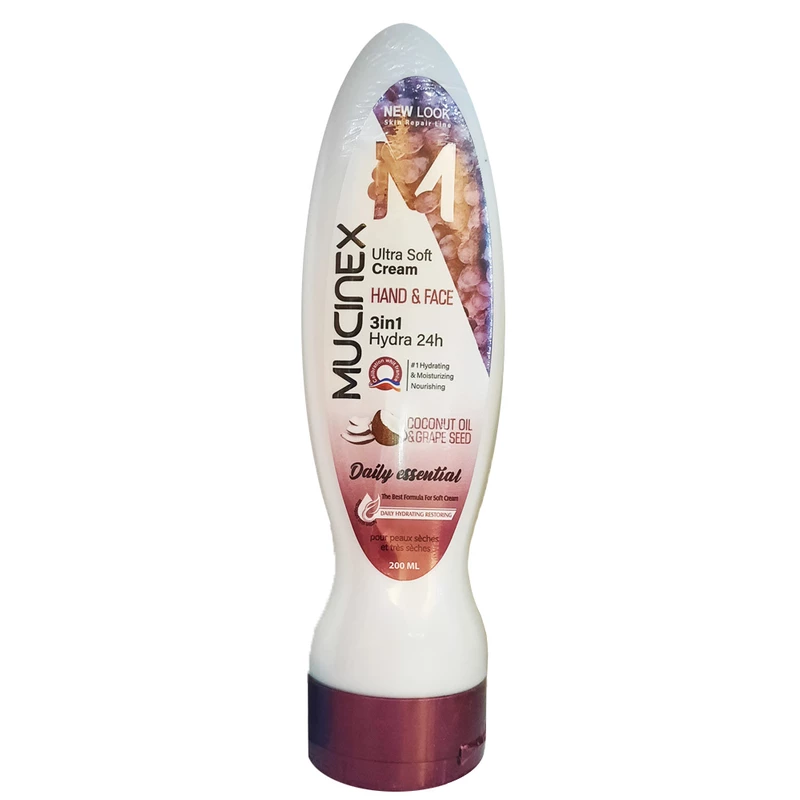 کرم 3 در 1 ماسینکس حاوی روغن نارگیل و هسته انگور | 200ml | Mucinex Ultra Soft Cream For Hand And Face