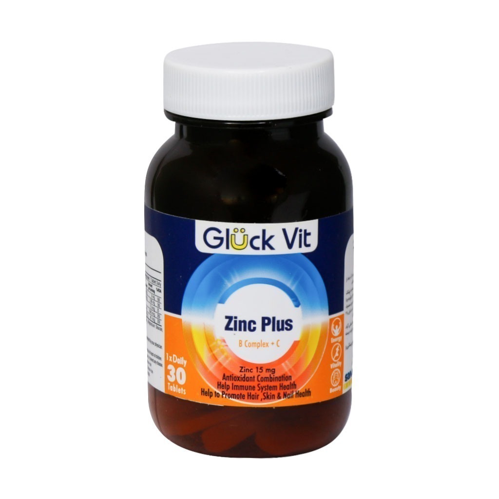 زینک پلاس گلوک ویت 30 عدد | Gluck vit Zinc Plus B Complex & C 30 tablets
