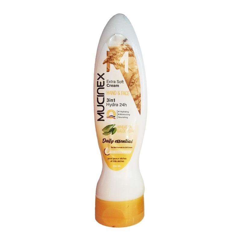 کرم دست و صورت 3 در 1 روغن گندم و آلوئه ورا ماسینکس | Mucinex Extra Soft Wheat Oi & Aloe Vera Cream 200 ml